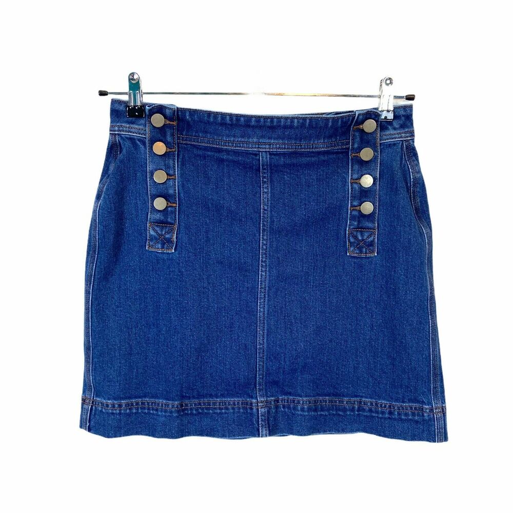 Loft Button Front Mini Denim Sailor Skirt Size 4